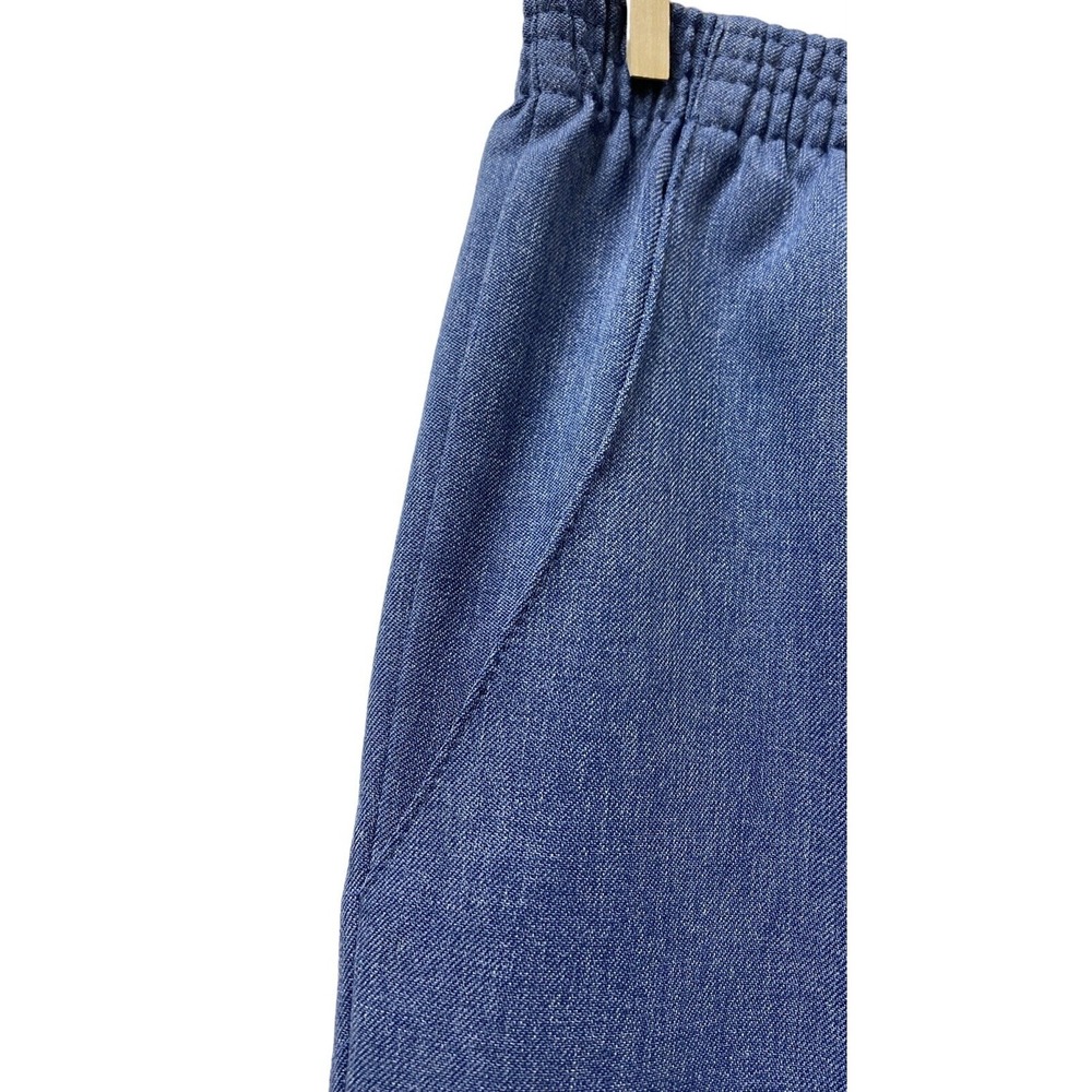 VTG Briggs Plus 24W Pleated Tapered Pants Blue Knit Officecore Academia - Picture 3 of 9